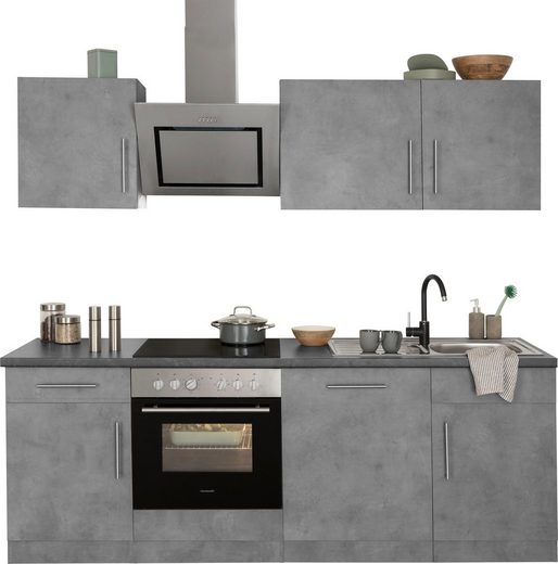 wiho Küchen Küchenzeile Cali, mit E-Geräten, Breite 220 cm mit Hanseatic E- Geräten - Larina Home