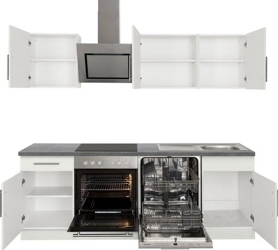 wiho Küchen Küchenzeile Cali, mit E-Geräten, Breite 220 cm mit Hanseatic E- Geräten (110) - Larina Home