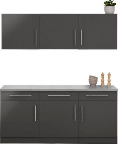 wiho Küchen Küchenzeile Cali, mit E-Geräten, Breite 220 cm mit Hanseatic E- Geräten - Larina Home | L-Küchen