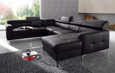 Wohnlandschaft, Sofa UForm "Sammy" mit Kopfteilverstellung