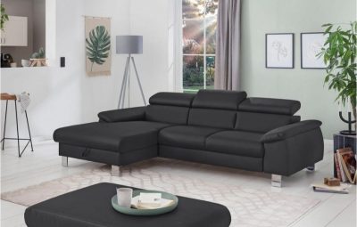 Ecksofa, Sofa "Komaris" L-Form mit Kopfteilverstellung, Bettkasten und Schlaffunktion