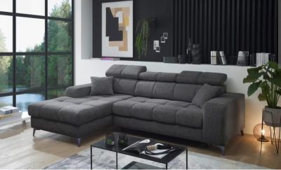 Ecksofa, Sofa, Couch "Sidney" inkl. Sitztiefenverstellung und Bettkasten